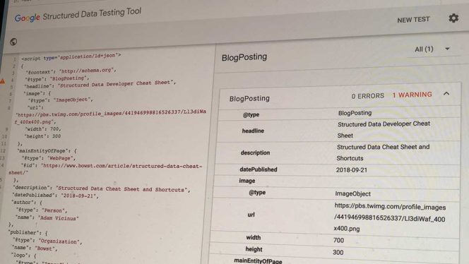 Structured Data Developer Cheat Sheet